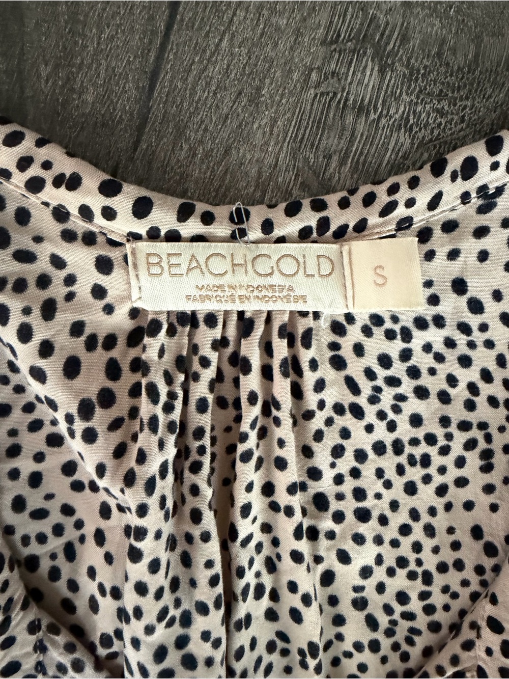 BEACHGOLD Beige & Black Printed Long-Sleeve Romper with Tassel Drawstring - Picture 4 of 5